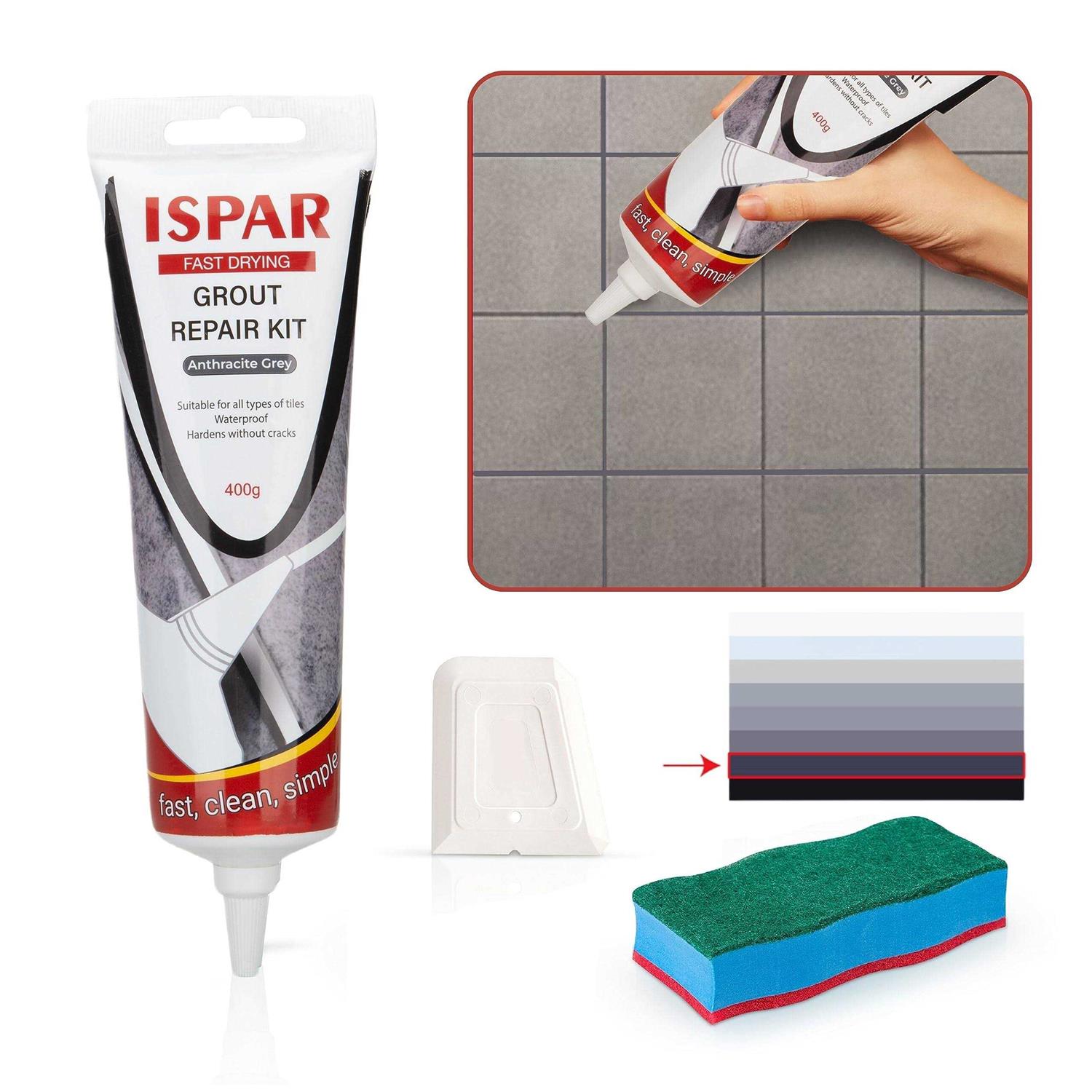 ISPAR Tile Grout Repair Set for Wall and Floors Tile Joints with Spatula and Sponge, Repair Mortar, Fill and Reviver The Joints - Zenithce