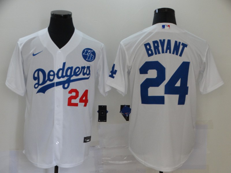 Los Angeles Dodgers #24 Kobe Bryant White 2020 KB Patch Cool Base Stitched Jersey - Zenithce