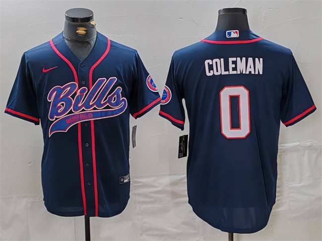 Buffalo Bills #0 Keon Coleman Navy With Patch Cool Base Stitched Jersey - Zenithce