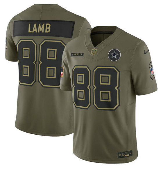 Dallas Cowboys #88 CeeDee Lamb Olive 2025 Salute to Service Limited Stitched Jersey - Zenithce