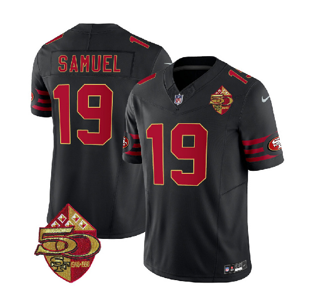 San Francisco 49ers #19 Deebo Samuel Black 2023 F.U.S.E. 50th Patch Throwback Stitched Jersey - Zenithce