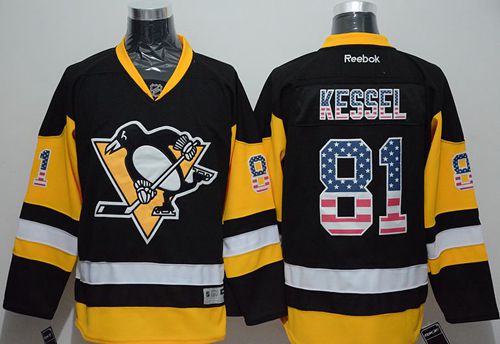 Penguins #81 Phil Kessel Black Alternate USA Flag Fashion Stitched Jersey - Zenithce
