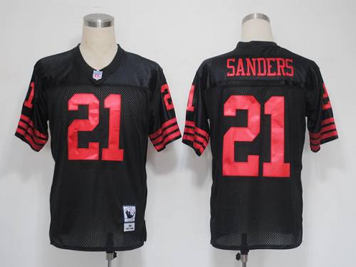 Mitchell And Ness 49ers #21 Deion Sanders Black Stitched Jersey - Zenithce