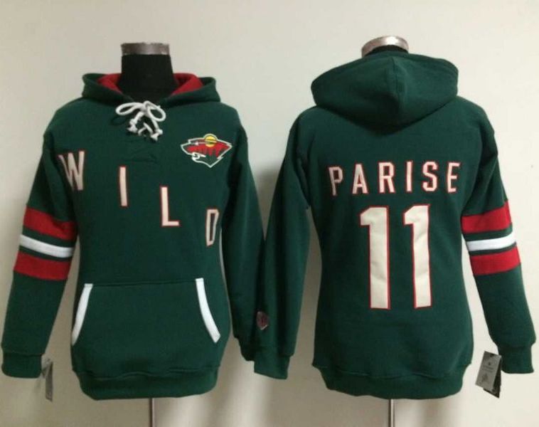 Minnesota Wild #11 Zach Parise Green Women's Old Time Heidi NHL Hoodie - Zenithce