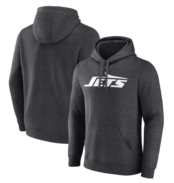 New York Jets Heather Charcoal Primary Logo Pullover Hoodie - Zenithce