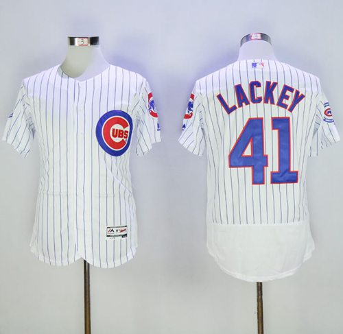 Cubs #41 John Lackey White Flexbase Authentic Collection Stitched Jersey - Zenithce