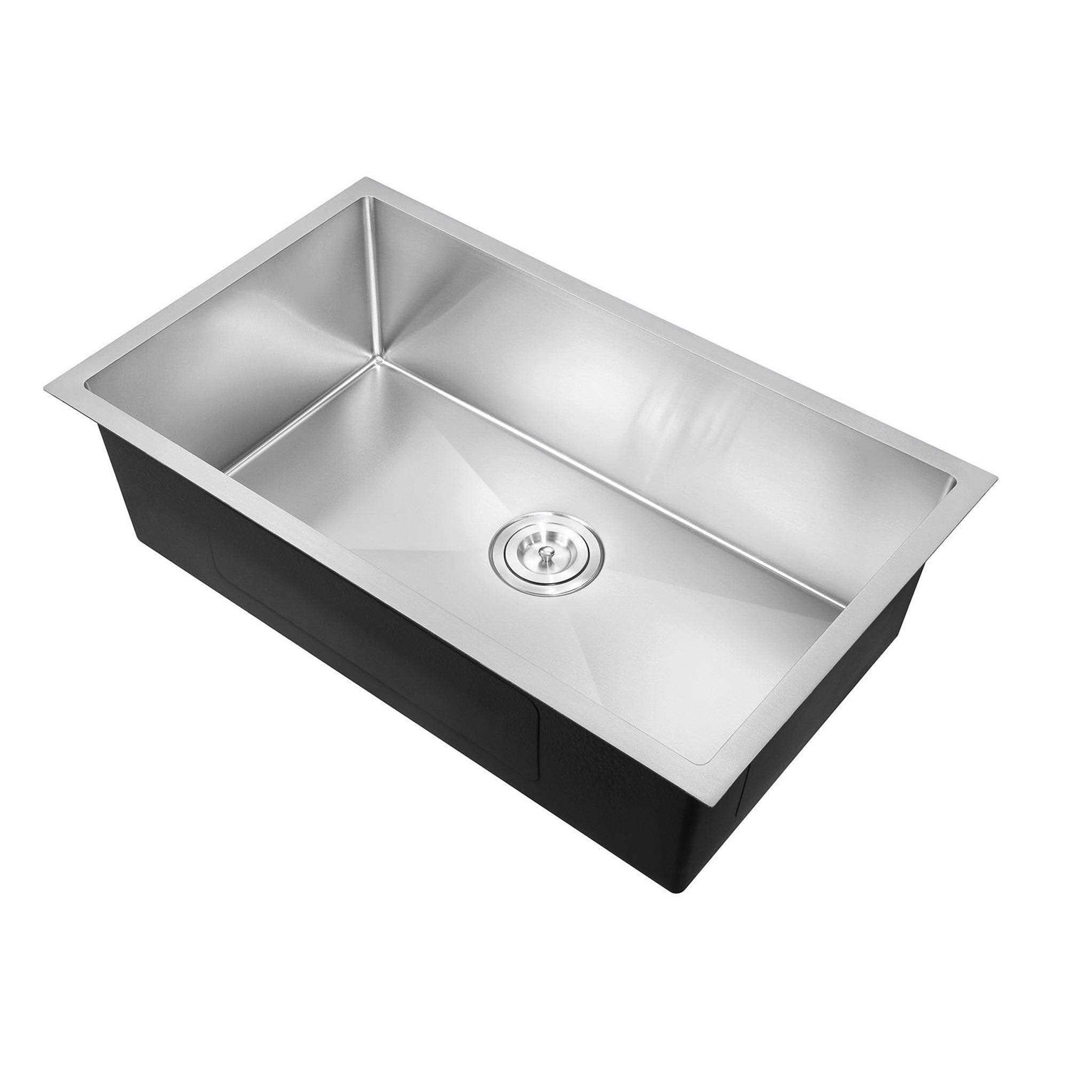 KINWELL Nano Handmade Stainless Steel Single Bowl Undermount Kitchen Sink with Strainer - Zenithce