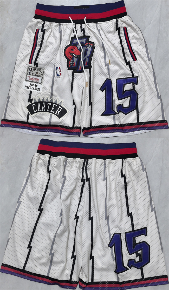 Toronto Raptors #15 Vince Carter White Shorts (Run Small) - Zenithce