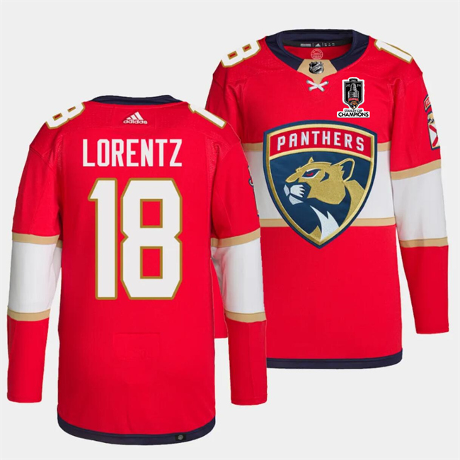 Florida Panthers #18 Steven Lorentz Red Home 2024 Stanley Cup Champions Stitched Jersey - Zenithce