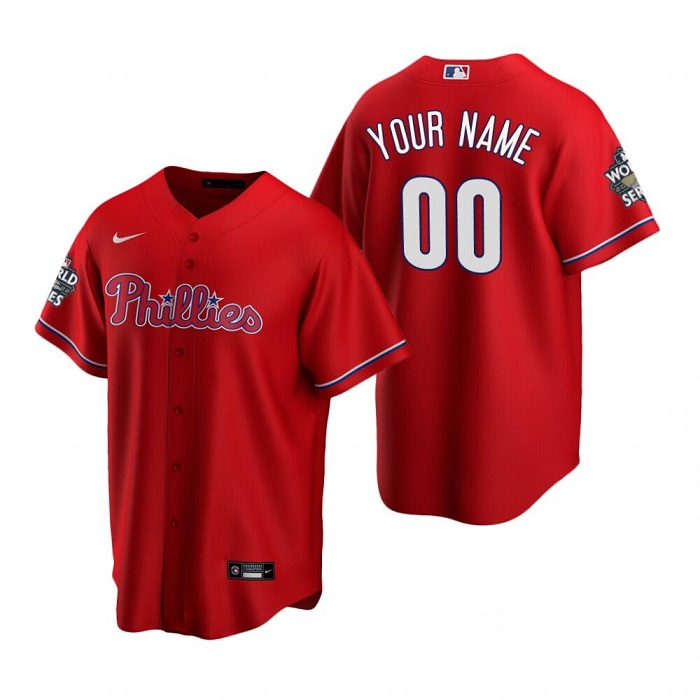Philadelphia Phillies Active Player Custom Red World Series Cool Base Stitched Jersey - Zenithce