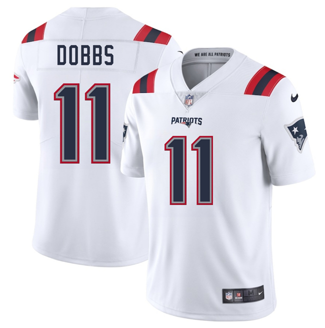 New England Patriots #11 Joshua Dobbs White 2025 Vapor Limited Stitched Jersey - Zenithce