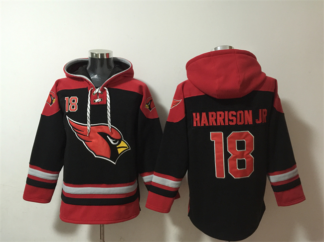 Arizona Cardinals #18 Marvin Harrison Jr. Black Ageless Must-Have Lace-Up Pullover Hoodie - Zenithce