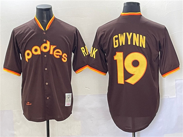 San Diego Padres #19 Tony Gwynn Brown Throwback Stitched Jersey - Zenithce