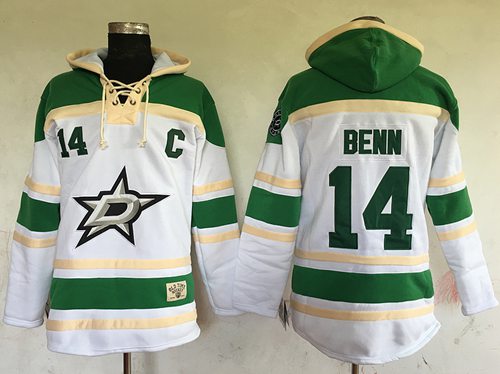 Stars #14 Jamie Benn White Sawyer Hooded Sweatshirt Stitched Jersey - Zenithce