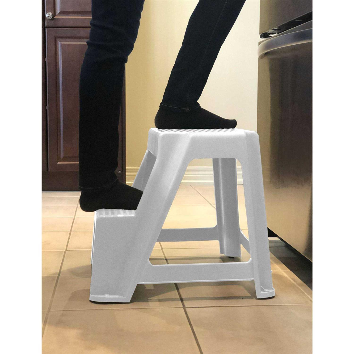 Gracious Living 18.75-Inch Sturdy Non Slip Plastic 2-Level Step Stool - Zenithce