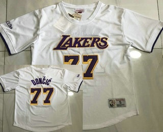 Los Angeles Lakers #77 Luka Doncic White Short Sleeved AU Throwback Jersey - Zenithce
