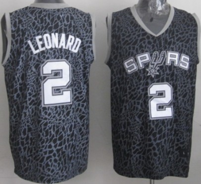 San Antonio Spurs #2 Kawhi Leonard Black Leopard Print Fashion Jersey - Zenithce