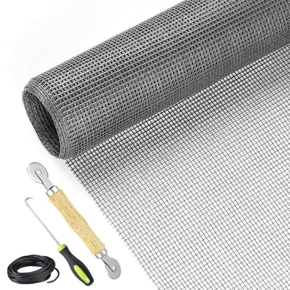 Lengtimo Screen Repair Kit Easy DIY Project 48 x 110 Fiberglass Screen Mesh with Rolling Tool and Screen Retainer Spline Scr - Zenithce