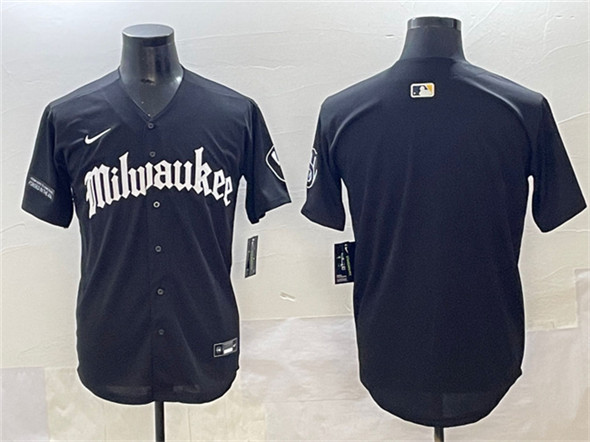 Milwaukee Brewers Blank Black 'Gothic 414 Shadows Edition' Vapor Premier Limited Stitched Jersey - Zenithce