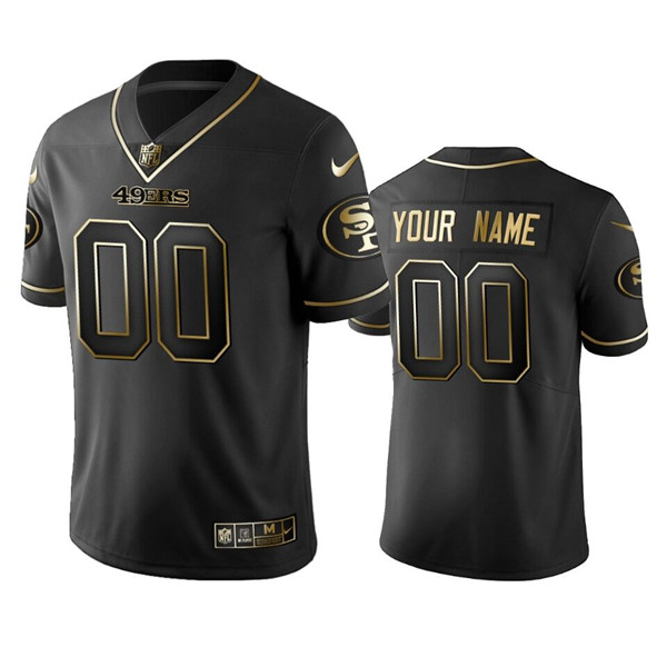 49ers Customized Black Golden Stitched NFL Jersey - Zenithce