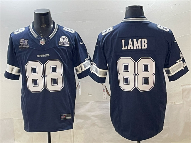 Dallas Cowboys #88 CeeDee Lamb Navy F.U.S.E. With 5x Super Bowl Champions Established In 1960 Patch Vapor Limited Stitched Jersey - Zenithce