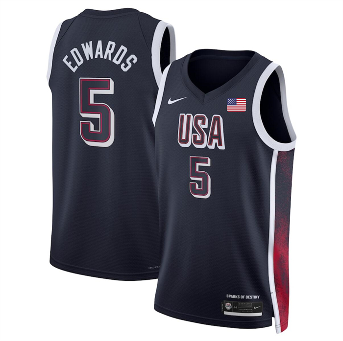 USA #5 Anthony Edwards Navy 2024 Swingman Stitched Jersey - Zenithce