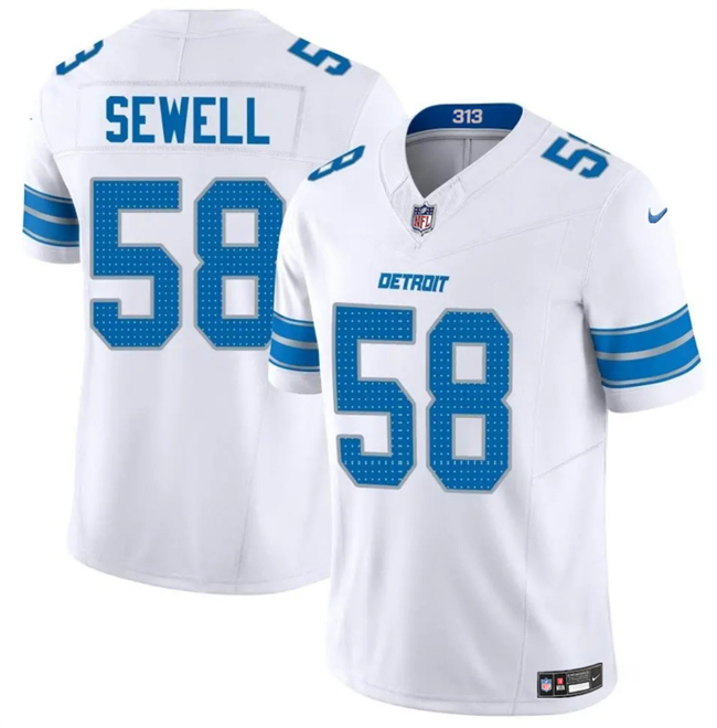 Detroit Lions #58 Penei Sewell White 2025 F.U.S.E. Vapor Limited Stitched Game Jersey - Zenithce