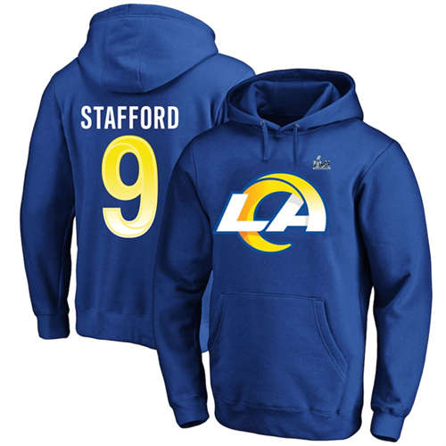Los Angeles Rams #9 Matthew Stafford 2022 Royal Super Bowl LVI Champions Pullover Hoodie - Zenithce