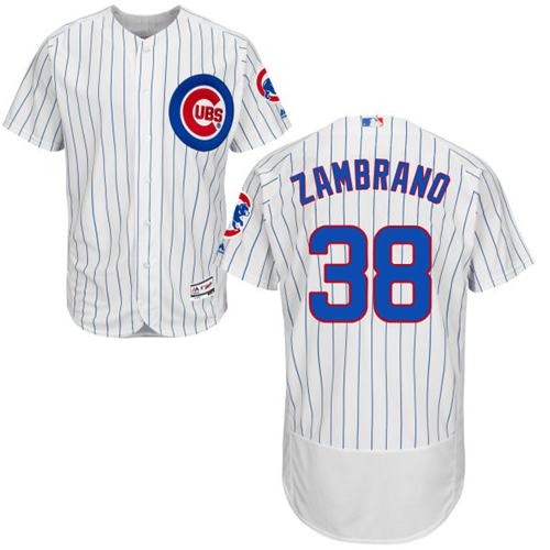 Cubs #38 Carlos Zambrano White(Blue Strip) Flexbase Authentic Collection Stitched Jersey - Zenithce