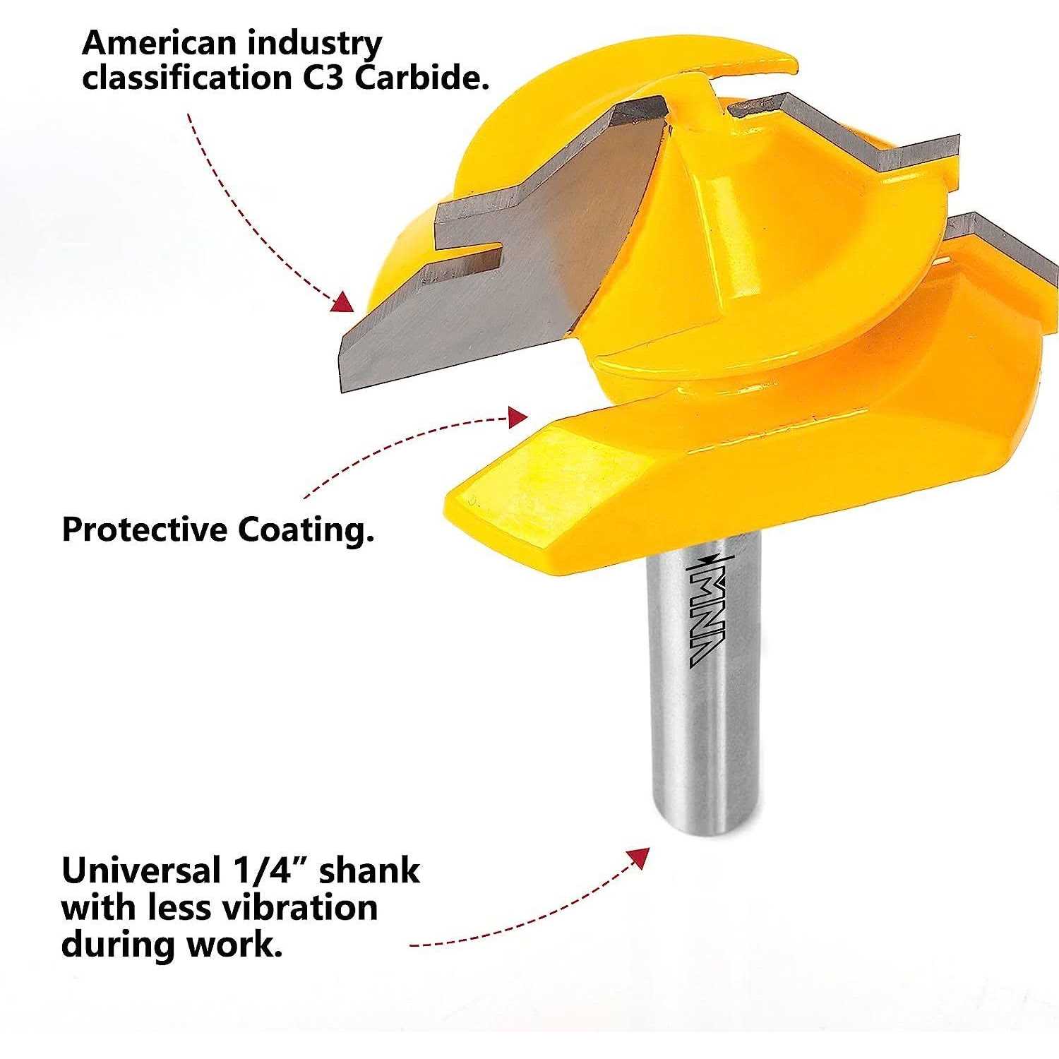 Mna 45 Degree Lock Miter Router Bit 3-Piece Set - Zenithce