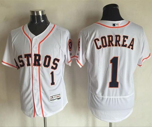 Astros #1 Carlos Correa White Flexbase Authentic Collection Stitched Jersey - Zenithce