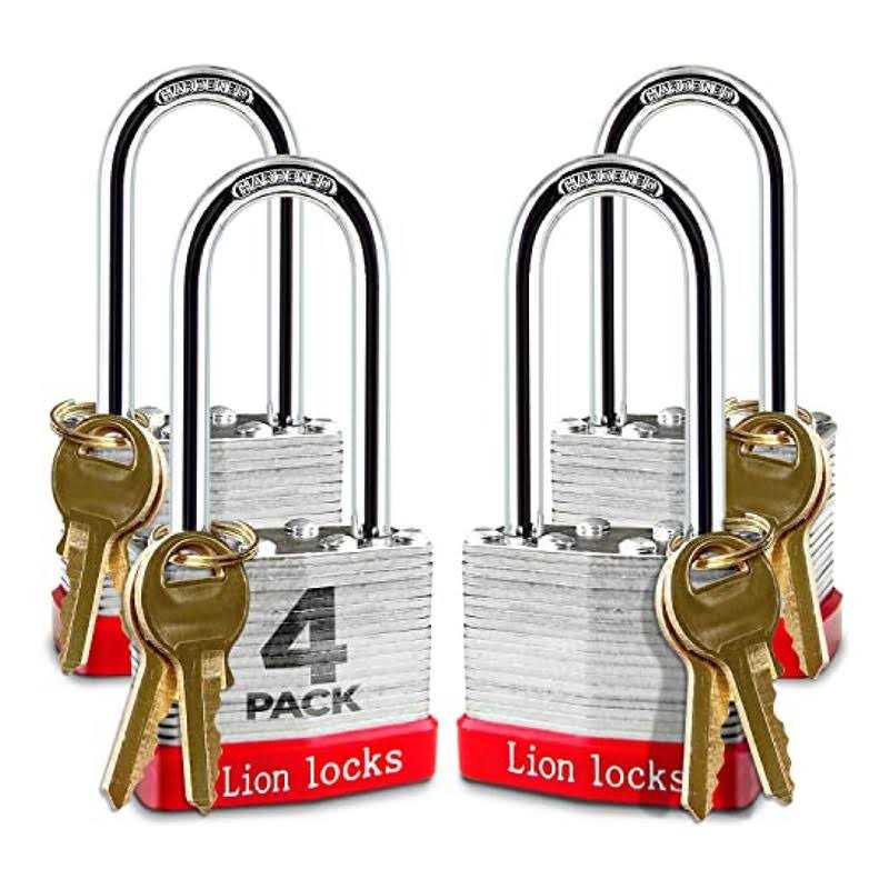 Lion Locks 12 Keyed-Alike Padlocks w/ 1.25” Shackle Keys - Zenithce