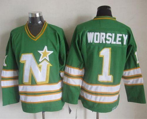 Stars #1 Gump Worsley Green CCM Throwback Stitched Jersey - Zenithce