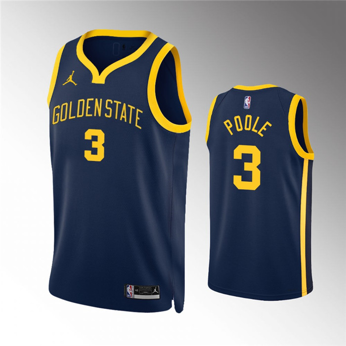 Golden State Warriors #3 Jordan Poole Navy Statement EditionStitched Jersey - Zenithce