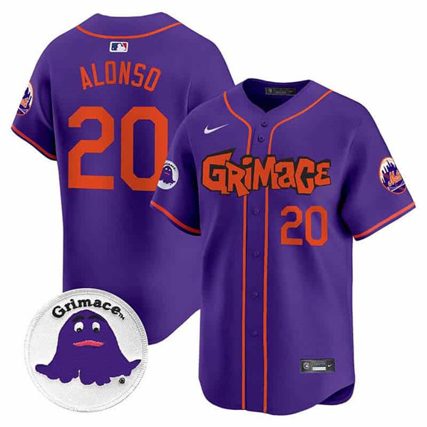 New York Mets #20 Pete Alonso Purple Grimace V2 Vapor Limited Stitched Jersey - Zenithce