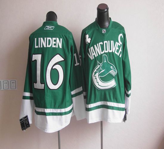 Canucks St Patty's Day #16 Trevor Linden Green Stitched Jersey - Zenithce