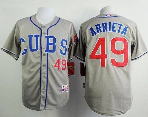 Cubs #49 Jake Arrieta Grey Alternate Road Cool Base Stitched Jersey - Zenithce