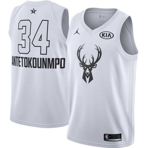 Bucks #34 Giannis Antetokounmpo White Jordan Swingman 2018 All-Star Game Jersey - Zenithce