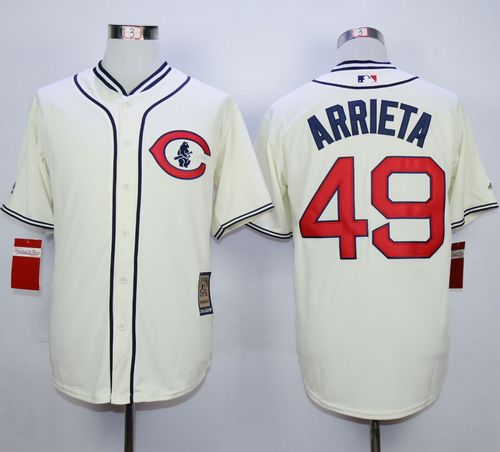 Cubs #49 Jake Arrieta Cream 1929 Turn Back The Clock Stitched Jersey - Zenithce