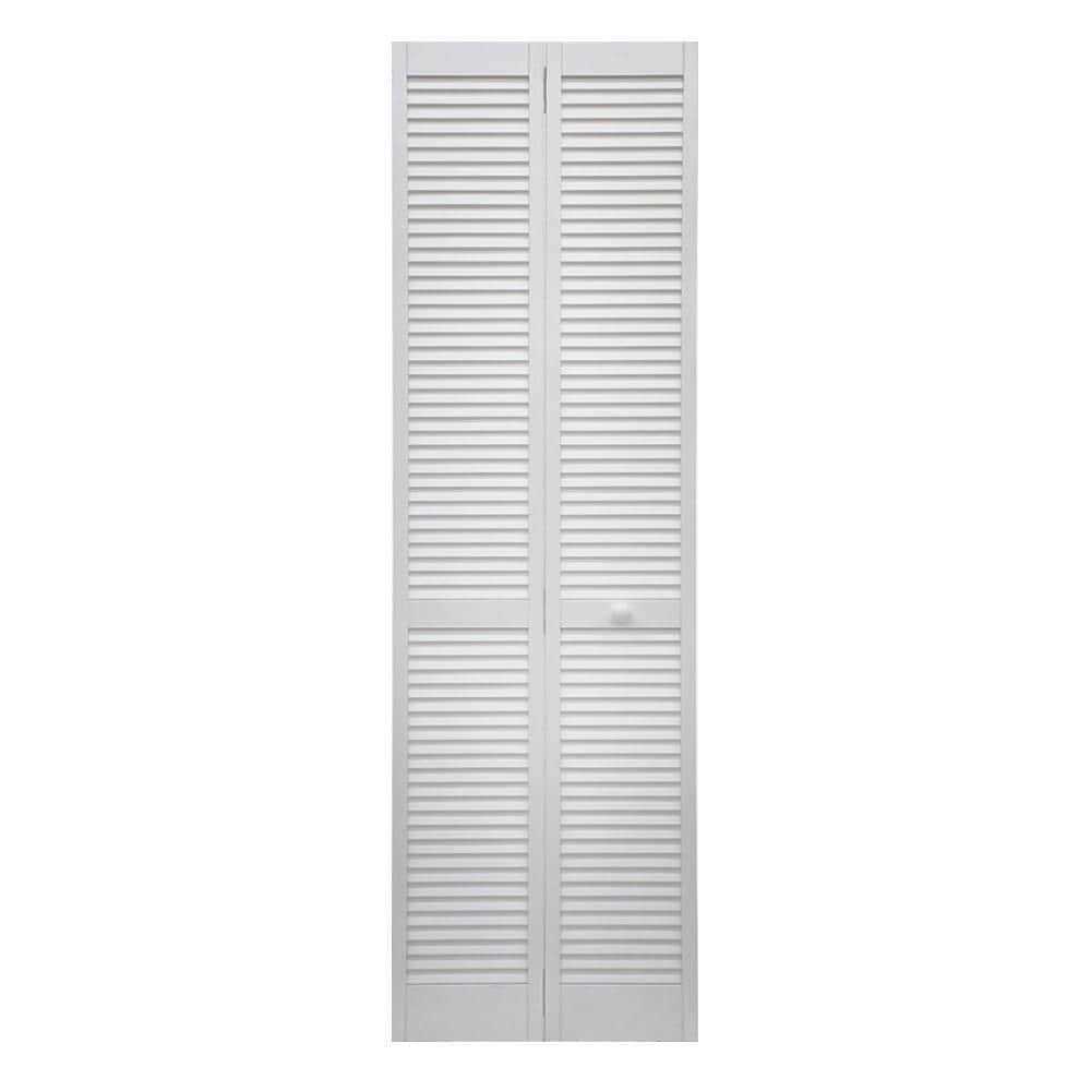 ReliaBilt 24-in x 80-in White Louver Prefinished Pine Wood Bifold Door Hardware Included - Zenithce