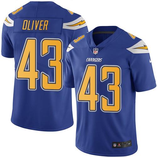 Chargers #43 Branden Oliver Electric Blue Stitched Limited Rush Nike Jersey - Zenithce