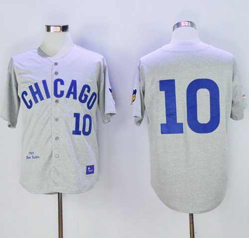 Mitchell And Ness Cubs #10 Ron Santo Stitched Grey Throwback Jersey - Zenithce