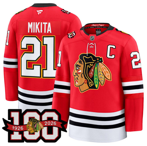 Chicago Blackhawks #21 Stan Mikita Red 2025 Home 100th Anniversary Stitched Jersey - Zenithce