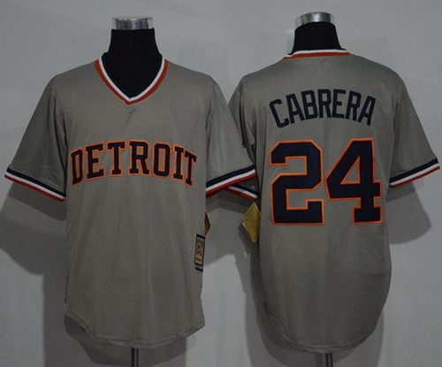 Tigers #24 Miguel Cabrera Grey Cooperstown Throwback Stitched Jersey - Zenithce