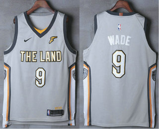 Cleveland Cavaliers #9 Dwyane Wade Gray The Land 2017-2018 Authentic Stitched Jersey - Zenithce