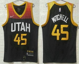Utah Jazz #45 Donovan Mitchell Black 2021 City Edition Swingman Stitched Jersey - Zenithce