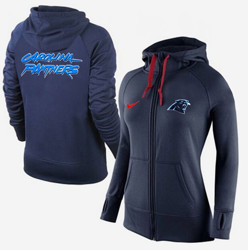 Women's Nike Carolina Panthers Full-Zip Performance Hoodie Dark Blue - Zenithce