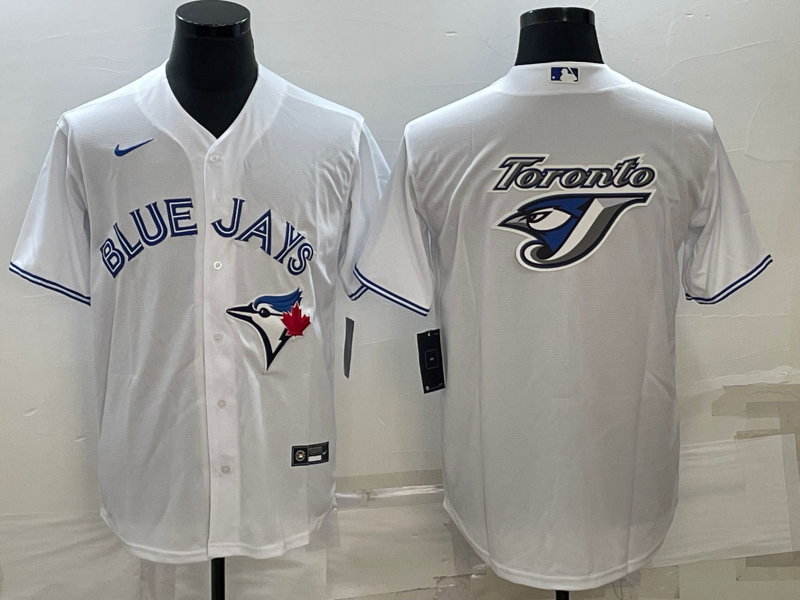 Toronto Blue Jays White Team Big Logo Cool Base Stitched Jersey - Zenithce
