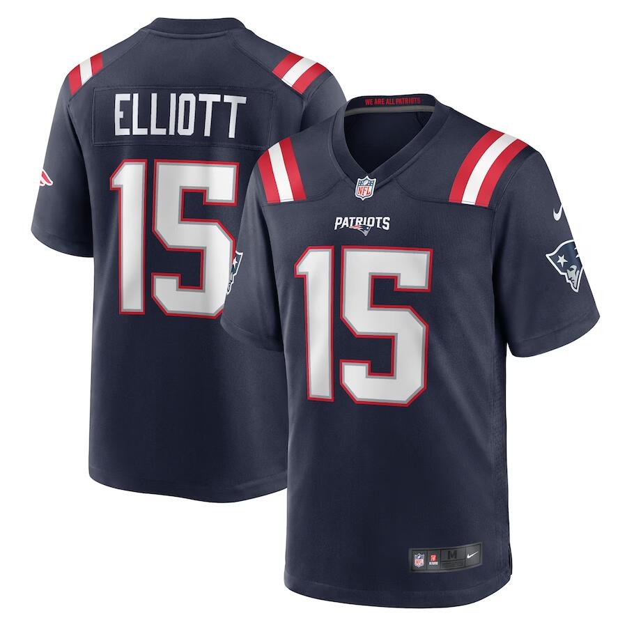 New England Patriots #15 Ezekiel Elliott Navy Game Stitched Jersey - Zenithce