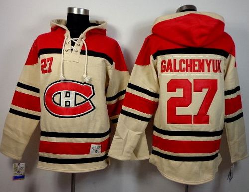 Canadiens #27 Alex Galchenyuk Cream Sawyer Hooded Sweatshirt Stitched Jersey - Zenithce